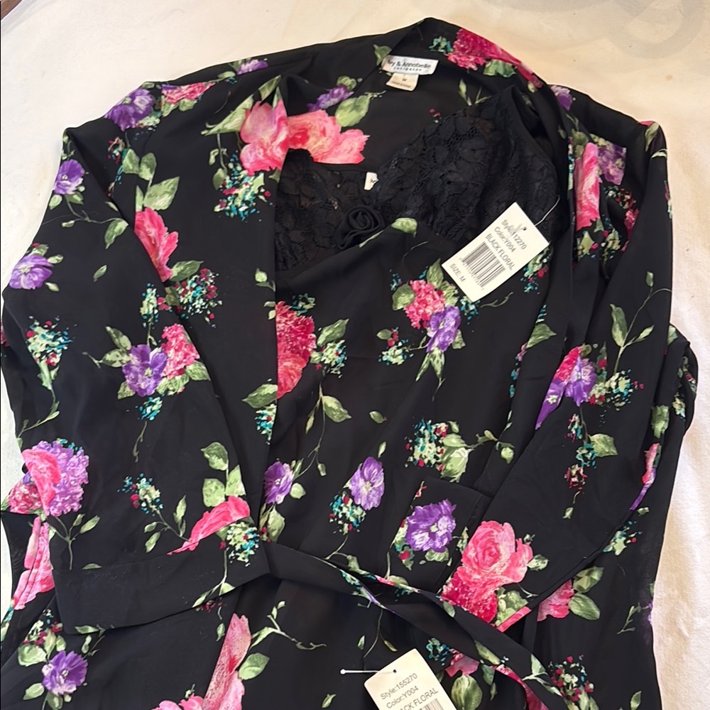 Vintage Y2K Floral Kimono Robe New without Tags Women’s Lingerie Night Set